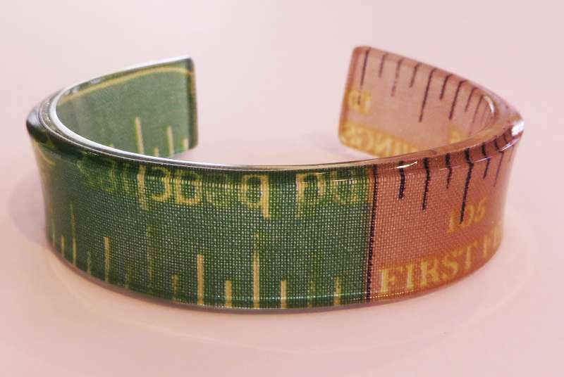 Brown and Green Tape Measure Single Cuff